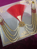 Fancy Groom Kalgi | Traditional Indian Wedding Safa Accessory with Pearl & Beads Design 3