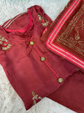 Semi Stitched Suit Material- 426  Maroon