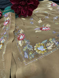 Khakhi Georgette Saree with sequin and thread work