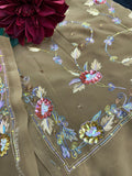 Khakhi Georgette Saree with sequin and thread work