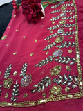 Maroon Saree with heavy Bead Work