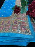 Sky Blue Net Saree with Sequin work