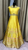 Party wear Anarkali Dress in Yellow  Color