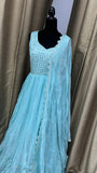 Party wear Anarkali Dress in Aquamarine  Color