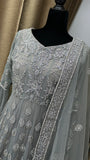 Party wear Anarkali Suit in Silver Grey