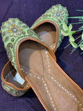 Elegant Handcrafted Pastel Green Embroidered Juttis | Luxury Ethnic & Bridal Footwear