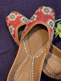 Handcrafted Red Embroidered Juttis | Luxury Bridal & Ethnic Punjabi Footwear