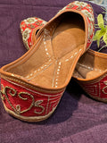 Handcrafted Red Embroidered Juttis | Luxury Bridal & Ethnic Punjabi Footwear