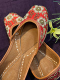 Handcrafted Red Embroidered Juttis | Luxury Bridal & Ethnic Punjabi Footwear