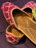 Handcrafted Hot Pink Multicolor Beaded Juttis | Luxury Bridal & Ethnic Punjabi Footwear