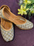 Elegant Grey & Gold Punjabi Jutti - Handcrafted Pearl Beaded Ethnic Footwear for Women