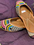 Vibrant Multicolor Beaded Punjabi Jutti - Handcrafted Ethnic Footwear with Artistic Embroidery