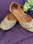 Golden Mirror Work Punjabi Jutti - Handcrafted Ethnic Footwear with Beads & Embellishments