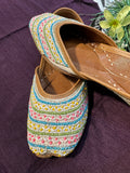 Handcrafted Multicolor Beaded Punjabi Jutti - Ethnic Footwear with Intricate Embroidery