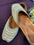 Handcrafted Multicolor Beaded Punjabi Jutti - Ethnic Footwear with Intricate Embroidery