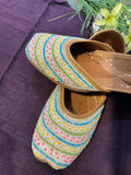 Handcrafted Multicolor Beaded Punjabi Jutti - Ethnic Footwear with Intricate Embroidery