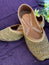 Golden Beaded Punjabi Jutti – Handcrafted Ethnic Footwear with Pearl & Sequins Embellishments for Weddings & Festive Wear