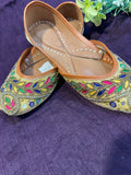 Multicolor Embroidered Punjabi Jutti – Handcrafted Ethnic Footwear with Beads & Threadwork for Weddings & Festive Wear