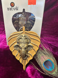 Handcrafted Lord Ganesha Wall Hanging – Antique Gold Ganpati Leaf Design Home Decor & Spiritual Gift