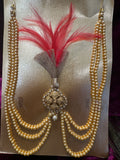 Royal Groom Kalgi | Indian Wedding Turban Brooch with Pearl & Feather Design 11