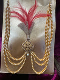 Royal Groom Kalgi | Indian Wedding Turban Brooch with Pearl & Feather Design 11