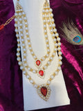 Royal Pearl & Kundan Groom Haar | Multi-Layered Wedding Necklace with Red Stones Design 1