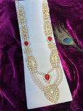 Royal Pearl & Kundan Groom Haar | Multi-Layered Wedding Necklace with Red Stones Design 2