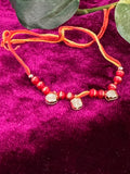 Traditional Wedding Ganna (Kalawa) – Sacred Red & Yellow Thread Bracelet with Beads & Bells