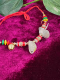 Traditional Wedding Ganna (Kalawa) – Sacred Red Thread Bracelet with Beads, Shell & Bells D4