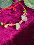 Traditional Wedding Ganna (Kalawa) – Sacred Red Thread Bracelet with Beads, Shell & Bells D4