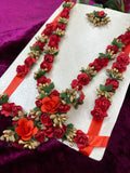 Handcrafted Floral Bridal Jewelry Set | Haldi & Mehendi Wedding Accessories | Artificial Flower Jewelry Style 5