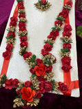 Handcrafted Floral Bridal Jewelry Set | Haldi & Mehendi Wedding Accessories | Artificial Flower Jewelry Style 5